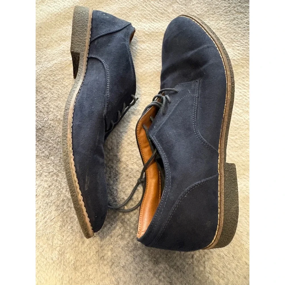 H&M Mens Navy Blue Faux Suede Derby Lace Up Dress Shoes Size 44‎ US 10.5 11